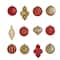 12ct. 4" Red & Gold Shatterproof Luxe Ornament Set